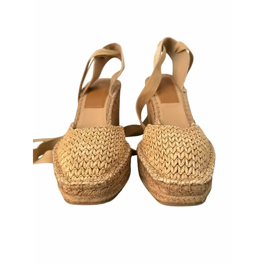 Zara Women Beige Strappy Woven Wedge Espadrilles Size EU 41/US 10 - Picture 6 of 7